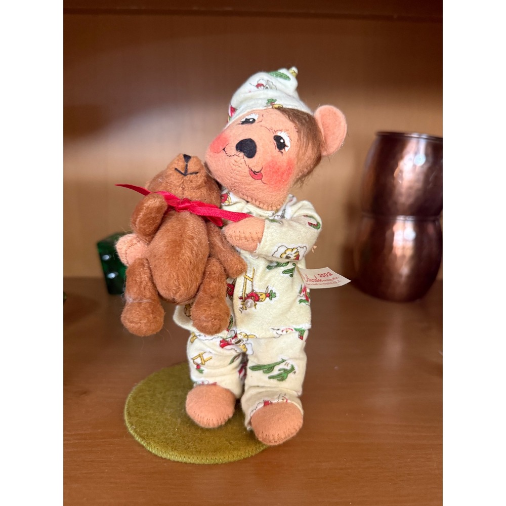 Annalee 8" Ready For Bed Bear w/ Teddy Bear Cowboy Pajamas 632502 Christmas 2002